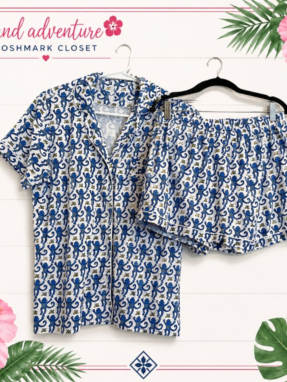 Roller Rabbit Monkey Polo Pajama Set - L